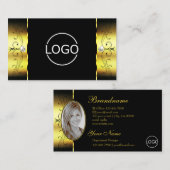 Glamour Gold Black Squiggled Jewels Logo & Foto Visitenkarte (Vorne/Hinten)