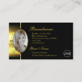 Glamour Gold Black Squiggled Jewels Logo & Foto Visitenkarte (Rückseite)