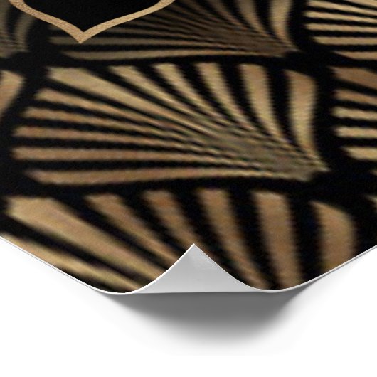 Glamour Gold Black Wedding Chart Poster (Ecke)