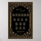 Glamour Gold Black Wedding Chart Poster (Vorne)