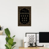 Glamour Gold Black Wedding Chart Poster (Heimbüro)