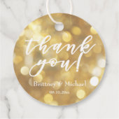 Glamour Gold Bokeh Glitzern | Vielen Dank Geschenkanhänger (Rückseite)