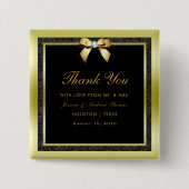 Glamour Gold Bow & Black Glitzer Hochzeit Button (Vorderseite)