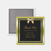 Glamour Gold Bow & Black Glitzer Hochzeit Magnet (Vorderseite/Rückseite)