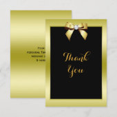 Glamour Gold Bow & Black Wedding Dankeskarte (Vorne/Hinten)