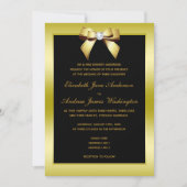 Glamour Gold Bow & Black Wedding Einladung (Vorderseite)