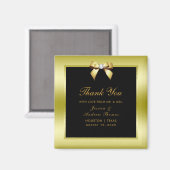 Glamour Gold Bow & Black Wedding Magnet (Vorderseite/Rückseite)