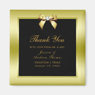 Glamour Gold Bow & Black Wedding Magnet