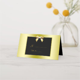 Glamour Gold Bow & Black Wedding Platzkarte