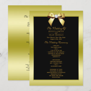 Glamour Gold Bow & Black Wedding Programm