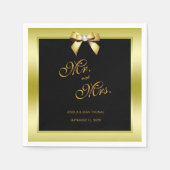 Glamour Gold Bow & Black Wedding Serviette (Vorderseite)