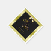Glamour Gold Bow & Black Wedding Serviette (Ecke)