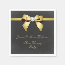 Glamour Gold Bow & Ribbon House Erwärmung Serviette