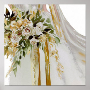Glamour Gold, Bridal Cascading Bouquet 1, Poster
