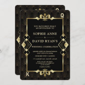 Glamour Gold Casino Las Vegas Poker Hochzeit Einladung (Vorne/Hinten)