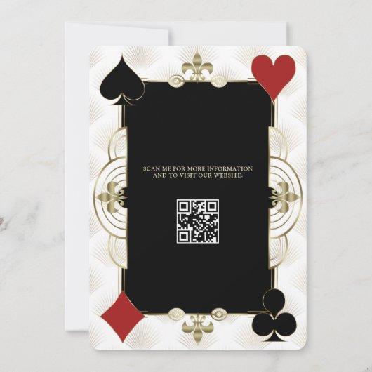 Glamour Gold Casino Vegas Poker Hochzeit Einladung (Rückseite)