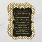 Glamour Gold Damask Bridal Dusche Einladung (Vorne/Hinten)
