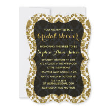 Glamour Gold Damask Bridal Dusche Einladung