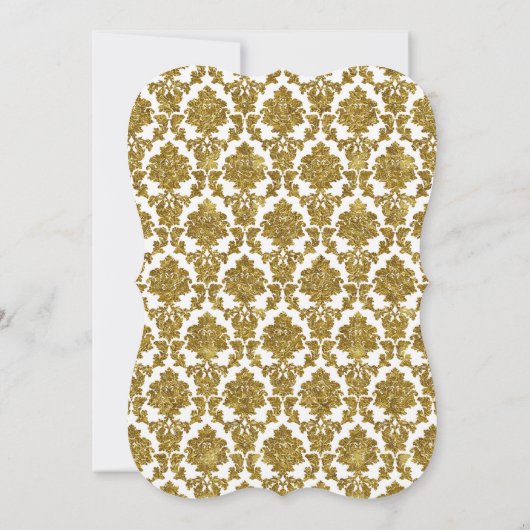 Glamour Gold Damask Gold Foil Einladung (Rückseite)