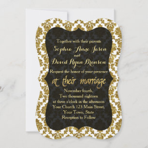Glamour Gold Damask Gold Foil Einladung