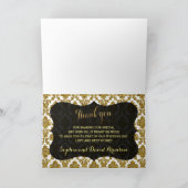 Glamour Gold Damask Gold Foil Wedding DANK Dankeskarte (Innenseite)