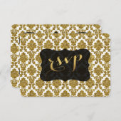 Glamour Gold Damask Gold Foil Wedding RSVP (Vorne/Hinten)