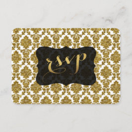 Glamour Gold Damask Gold Foil Wedding RSVP Karte