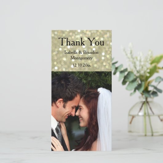Glamour Gold Dankeschön Card Dankeskarte (Stehend Vorderseite)