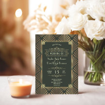 Glamour Gold Dark Green Art Deco 1920er Hochzeit