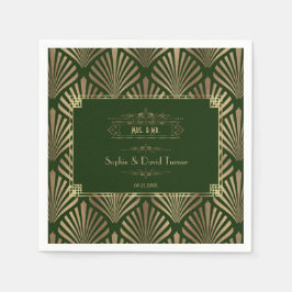 Glamour Gold Dark Green Art Deco 1920er Hochzeit I Serviette