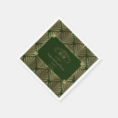 Glamour Gold Dark Green Art Deco 1920er Hochzeit I Serviette (Ecke)