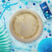 Glamour Gold Diamonds Fast Midnight Clock Pappteller (Party)