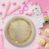 Glamour Gold Diamonds Fast Midnight Clock Pappteller (Party)