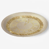 Glamour Gold Diamonds Fast Midnight Clock Pappteller (Schrägansicht)