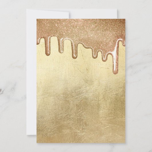 Glamour Gold Diick Glitzer Tropfens Brautparty Einladung (Rückseite)