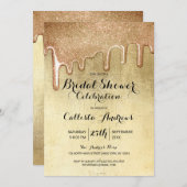 Glamour Gold Diick Glitzer Tropfens Brautparty Einladung (Vorne/Hinten)