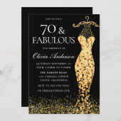 Glamour Gold Dress Fabulous 70. Geburtstag Einladung (Vorne/Hinten)