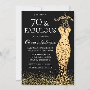 Glamour Gold Dress Fabulous 70. Geburtstag Einladung