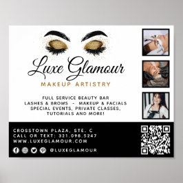 Glamour Gold Eye Lashes Brows Beauty Bar Promo Poster