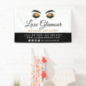 Glamour Gold Eye Lashes Brows Beauty Bar Signage Banner (Insitu)