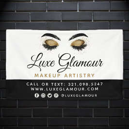 Glamour Gold Eye Lashes Brows Beauty Bar Signage Banner