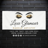 Glamour Gold Eye Lashes Brows Beauty Bar Signage Banner