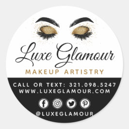 Glamour Gold Eye Lashes Brows Beauty Bar Social Runder Aufkleber