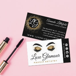 Glamour Gold Eye Lashes Brows Beauty Bar Social Visitenkarte