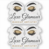 Glamour Gold Eye Lashes Brows Makeup Artist Logo Aufkleber (Vorderseite)