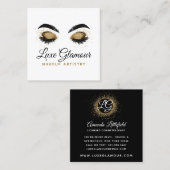 Glamour Gold Eye Lashes Makeup Artist Beauty Bar Quadratische Visitenkarte (Vorne/Hinten)