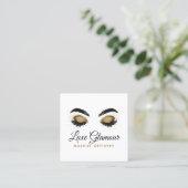 Glamour Gold Eye Lashes Makeup Artist Beauty Bar Quadratische Visitenkarte (Stehend Vorderseite)