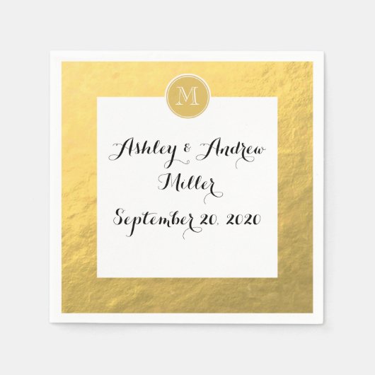 Glamour Gold Foil Backrorgram Serviette (Vorderseite)