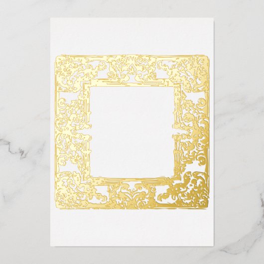 Glamour Gold Foil Barock Rahmen Blank Folieneinladung (Vorderseite)