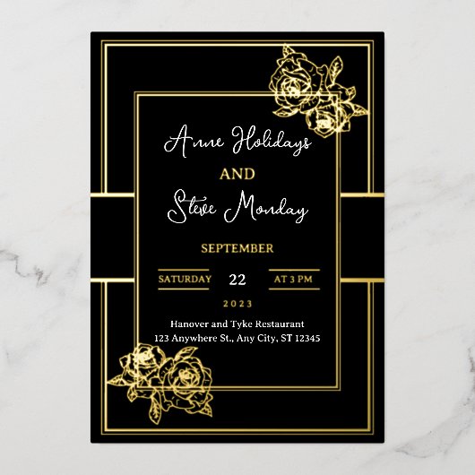 Glamour Gold Foil Wedding Card Folieneinladung (Vorderseite)